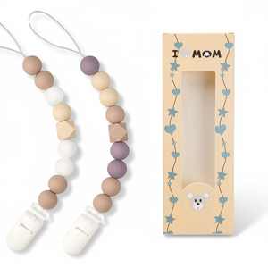 Chaîne de sucette en silicone faite à la main sans BPA pour bébé, attache-tétine pour la dentition, vente en gros, OEM - Product Image 1