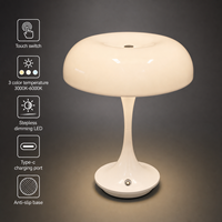 Lampe de table ovale LED ABS moderne rouge à 3 couleurs, à intensité variable, avec commande tactile, sans fil, flexible et simple pour salon et chambre à coucher
