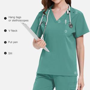 Spandex enfermería Scrub uniforme conjunto mujeres hombres Hospital salón médico uniforme antiarrugas personalizado al por mayor 94/6 TS - Product Image 3