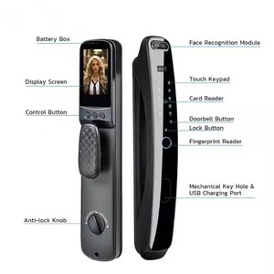 Verrouillage numérique par interphone extérieur à reconnaissance faciale 3D Tuya Wifi Serrure de porte intelligente à carte-clé avec caméra et empreinte digitale - Product Image 5