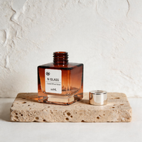 Coffret Cadeau Bouteille Vide pour Diffuseur de Roseaux Aromathérapie 100ml Verre Ambré Dégradé avec Bouchon Argenté