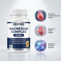 Capsules de magnésium OEM ODM 12-en-1 Complexes Antioxydant Soutien Immunitaire 1000mg Haute Absorption Multi-formes Complément Santé Cardiaque