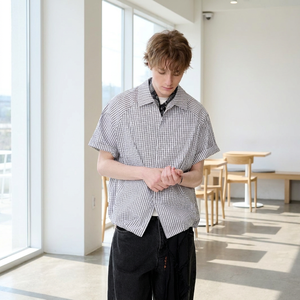 Camisa de manga corta a cuadros estilo japonés Cityboy, unisex, holgada, retro, artística, de algodón, transpirable, sin arrugas, para verano - Product Image 4