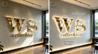 Miroir de salon de beauté de luxe, lettre 3D dorée avec éclairage, logo d'entreprise personnalisé, enseigne lumineuse LED pour décoration murale intérieure