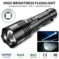 Lampe torche laser blanche ultra-lumineuse 1000LM 20W avec batterie 21700 intégrée, lampe de poche quotidienne pour la randonnée en plein air et les situations d'urgence