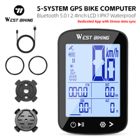 Komputer Sepeda GPS WEST BIKING Layar 2.4 Inci Nirkabel, Speedometer Odometer Bersepeda dengan Aplikasi untuk Sepeda MTB dan Sepeda Jalan Raya