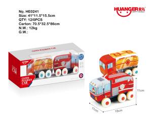 Huanger <span class=keywords><strong>รถ</strong></span>ของเล่นผ้าหกล้อ2ชิ้นสำหรับเด็กวัยหัดเดินดึงถอยหลัง<span class=keywords><strong>รถ</strong></span>ของเล่นรวมทั้งเครื่องยนต์ดับเพลิงและ<span class=keywords><strong>รถ</strong></span>บรรทุกน้ำมัน - Product Image 2