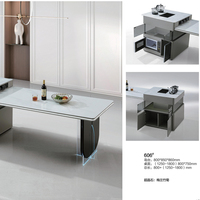 Ensemble de table à manger moderne avec plateau en marbre carré, pliable et extensible, en bois, pour la maison, l'école ou l'hôtel
