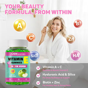 OEM E vitamini Gummies 400 IU E vitamini takviyeleri ile <span class=keywords><strong>VIT</strong></span> A, C, biyotin, çinko, hyaluronik asit ve silika cilt tırnak saç desteği - Product Image 4