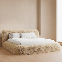 2024 Neues Modernes Luxus-Hotelbett Kingsize-Bettgestell Schlafzimmermöbel Holz-Woll-Polsterbett