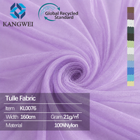 Tissu en tulle 100 % nylon recyclé, léger, aérien, délicat, drapé, brillant, 21 g/m², pour robes de mariée de luxe