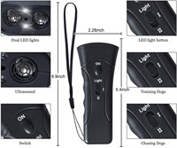 Double fin Répulsif pour chien de compagnie Anti-aboiement Stop Aboiement Dispositif de formation Trainer LED Ultrasonique Anti-aboiement Ultrasonique Sans Batterie