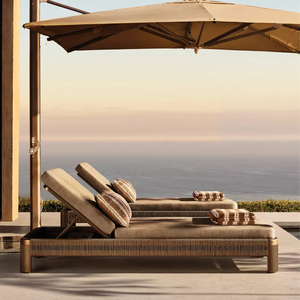 Tumbona de cuerda de aluminio duradera moderna, juego de jardín para exteriores, Hotel, Villa, junto a la piscina, tumbona, playa, sol y playa - Product Image 1