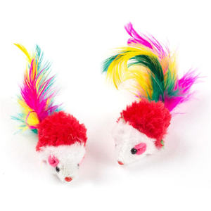 Cheap Small New Design Colorful Interesting Feather Stick Toy Mouse Shape <b>Cat</b> Toys - Product Image 3