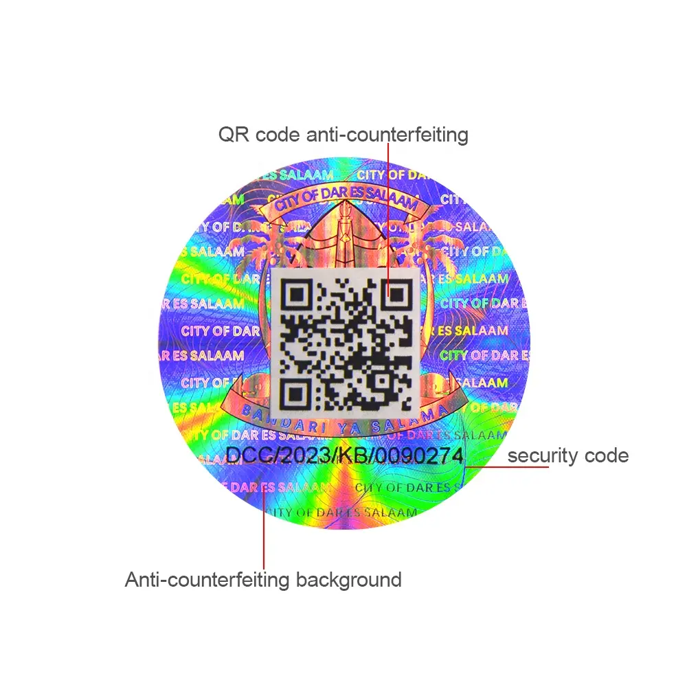 Individuelle Laser-VOID-Fabrik selbstklebende Etiketten QR-Code Hologramm-Vinyl-Aufkleber aus Papier holografische Aufkleber