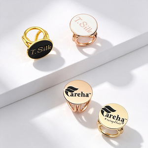 Insignia metálica personalizada, botón redondo esmaltado, broche de lujo para hiyab, diseño de flor de lis en oro rosa. - Product Image 3