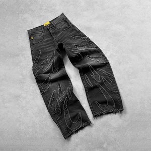 Jean en denim de coton bleu clair coupe droite taille mi-haute pour homme - Product Image 6