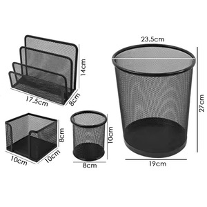 Foska 4 Gói Văn Phòng Nguồn Cung Cấp Chất Lượng Cao Kim Loại Và Lưới Tổ Chức Bàn Thiết Lập Với <span class=keywords><strong>Memo</strong></span> Thẻ Kinh Doanh Chủ Bút Và Thùng Rác Có Thể Thiết Lập - Product Image 6