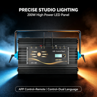 Luz de panel LED plana de estudio de 200W, luz de relleno de alta luminosidad, luz diurna equilibrada, control remoto por aplicación, portátil, voltaje universal, para transmisiones en vivo