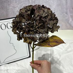 ดอกไฮเดรนเยียปลอม สีแดงส้ม โทนสีฤดูใบไม้ร่วง ทำจากพลาสติกและผ้าไหม สำหรับตกแต่งบ้านและงานแต่งงาน - Product Image 5