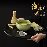 Ensemble de thé en céramique à motif ondulé Dehua, huit pièces, nouveau style chinois, pour la préparation du matcha, boîte cadeau incluant un bol à matcha et un fouet en bambou