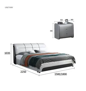 Minimalist Schlaf Zimmer Bett çocuk yatağı 1.5m çift kişilik yatak çekmece depolama yumuşak-holstered Queens Size deri yatak