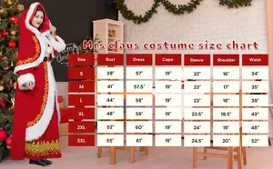 Женский красный Рождественский костюм для косплея миссис Санта с полиэстеровым плащом и аксессуарами для взрослых