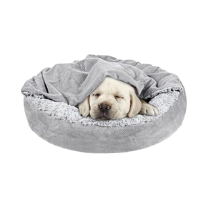 OEM invierno lujo <span class=keywords><strong>cachorro</strong></span> mascota cama 23 pulgadas Anti-ansiedad Donut madriguera cueva pequeño perro calmante antideslizante inferior máquina de cartón sólido - Product Image 1