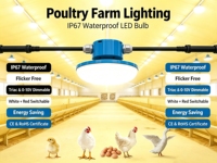 Ampoule LED pour éclairage de grange, étanche IP67, gradation 0-100%, rouge et blanc commutable, 130lm/W, éclairage pour élevage de volailles