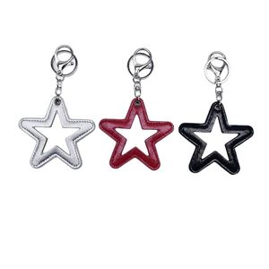 Beautiful Pu Leather Key Chain With <b>Star</b> Shaped Makeup Elegant Portable Phone <b>Mirror</b> for Women Gifts - Product Image 2