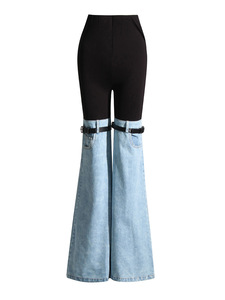 <span class=keywords><strong>Jean</strong></span> en denim <span class=keywords><strong>taille</strong></span> <span class=keywords><strong>haute</strong></span> pour <span class=keywords><strong>femme</strong></span>, coupe <span class=keywords><strong>skinny</strong></span>, style vintage, avec ceinture, amincissant, décontracté, toutes saisons - Product Image 2