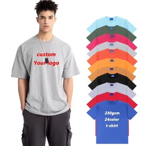 เสื้อยืดผู้ชาย คุณภาพสูง ผ้าฝ้าย 100% ทรงโอเวอร์ไซส์ แขนสั้น ไซส์ใหญ่ พร้อมโลโก้แบบกำหนดเอง - Product Image 1