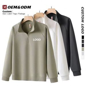 Men's Sportswear Coat Wholesale 320g Half <b>Zip</b> Pullover Polyester Cotton Custom logo Quarter <b>Zip</b> <b>Hooded</b> Men's Sportswear - Product Image 3