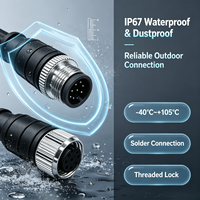 Câble IP67 CAT6A S/FTP M12-A 8 broches mâle-femelle, gaine PUR 26AWG résistante aux UV, connecteur à souder fileté avec double blindage