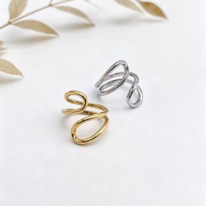 yunnique European Fashion <b>Titanium</b> Steel Open Teardrop <b>Ring</b> Gold Plated Minimalist Unisex Jewelry Gift - Product Image 2