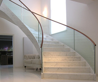 Granit moderne conception d'escaliers en fer forgé balustrade d'escalier en verre incurvé d'arc escalier