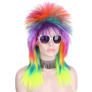 Divertidos Disfraces Punk Rocker Arcoíris para Hombres y Mujeres, Talla Pequeña, <span class=keywords><strong>Peluca</strong></span> con Púas, Pelucas Afro Sintéticas Lisas - Product Image 3