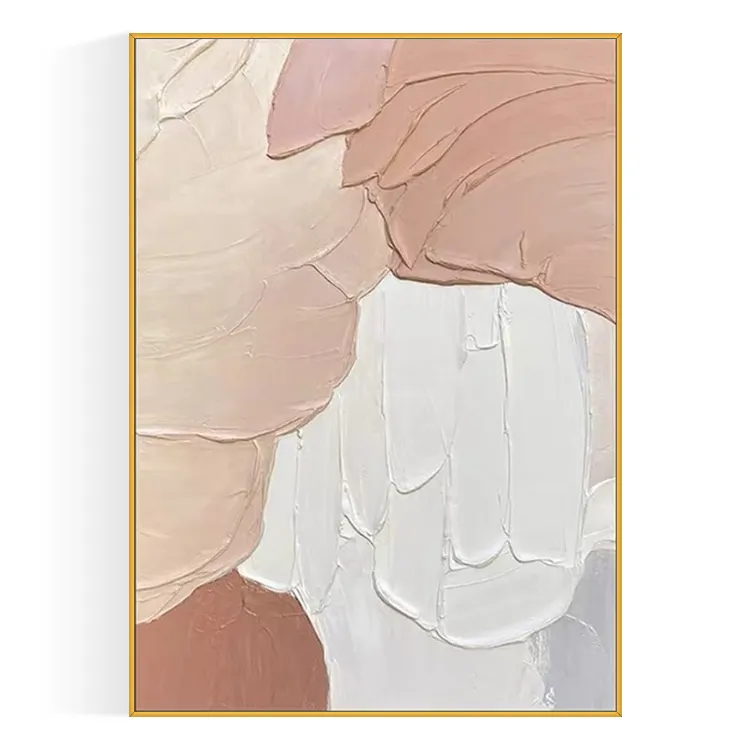 Prezzo competitivo semplice fatto a mano moderno arancione bianco struttura spessa pittura a olio astratta su tela cornice wall art