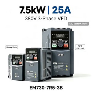 Variateur de fréquence SINEE EM730-7R5-3B 7,5 kW 380 V 25 A AC 50 Hz ° Freinage intégré à charge complète pour moteur de ventilateur et de pompe - Product Image 1