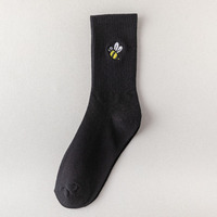 Bla — chaussettes tubulaires de Sport blanches pour femme, socquettes unies confortables, en coton, avec broderie d'abeille, à la mode, nouvelle collection