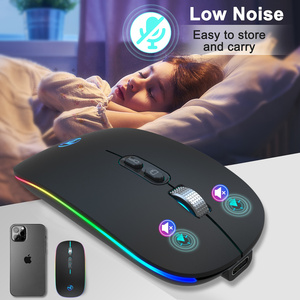 2024 nuevo HXSJ M103 ultrafino 2,4G RGB ratón luminoso para juegos recargable portátil Delgado silencioso inalámbrico para PC de escritorio - Product Image 5