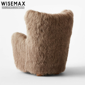 Ghế tựa đơn phong cách hiện đạ<span class=keywords><strong>i</strong></span> WISEMAX FURNITURE, chất liệu vả<span class=keywords><strong>i</strong></span> lông cừu cao cấp, dành cho phòng khách sang trọng. - Product Image 4