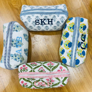 Pochette matelassée en coton fleuri faite à la main, best-seller, trousse de toilette, cadeaux pour demoiselles d'honneur, sac cosmétique pour femme grande capacité - Product Image 1