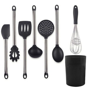 Ensemble d'ustensiles de cuisine 9 pièces : spatule, cuillère, fouet, ustensiles de cuisine antiadhésifs, ustensiles de cuisine en silicone avec support - Product Image 1