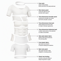 Gilet de compression pectorale pour hommes, gaine amincissante pour gynécomastie, contrôle de la taille, hauts en maille pour le ventre, muscles pectoraux artificiels réalistes
