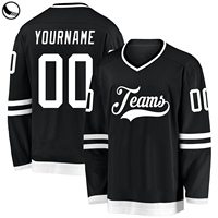 Maillot de hockey sur glace personnalisé avec broderie 3D, impression HD, logo et nom d'équipe sur patchs en sergé 100 % polyester