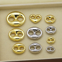 HD1126 Breloques en forme de nez de cochon plaquées or 18 carats, pendentif ovale creux à double trou, accessoires de fabrication de bijoux tendance et à faire soi-même