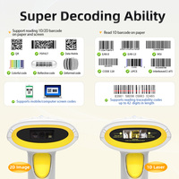 Escáner de Código de Barras Xincode Portátil Blanco para Tiendas, Supermercados y Mensajería, Sistema POS, Lector de Códigos QR 1D y 2D, USB e Inalámbrico