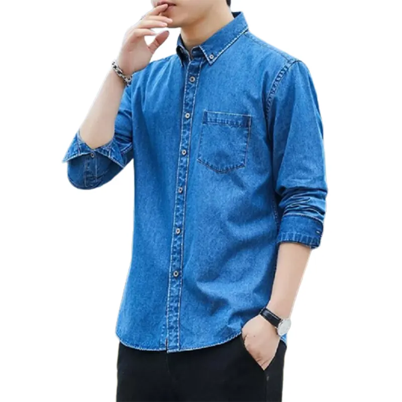 Hot Sale Men's Fashionable Denim Shirts Summer Attractive Looks Jeans Denim Shirts For Street Works High Quality OEM Supporting