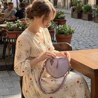 Tas Selempang Kulit Asli Bentuk Hati Buatan Tangan Rantai Tas Kulit Sapi Vintage Misty Wax Jahitan Tangan Retro Fashion Crossbody